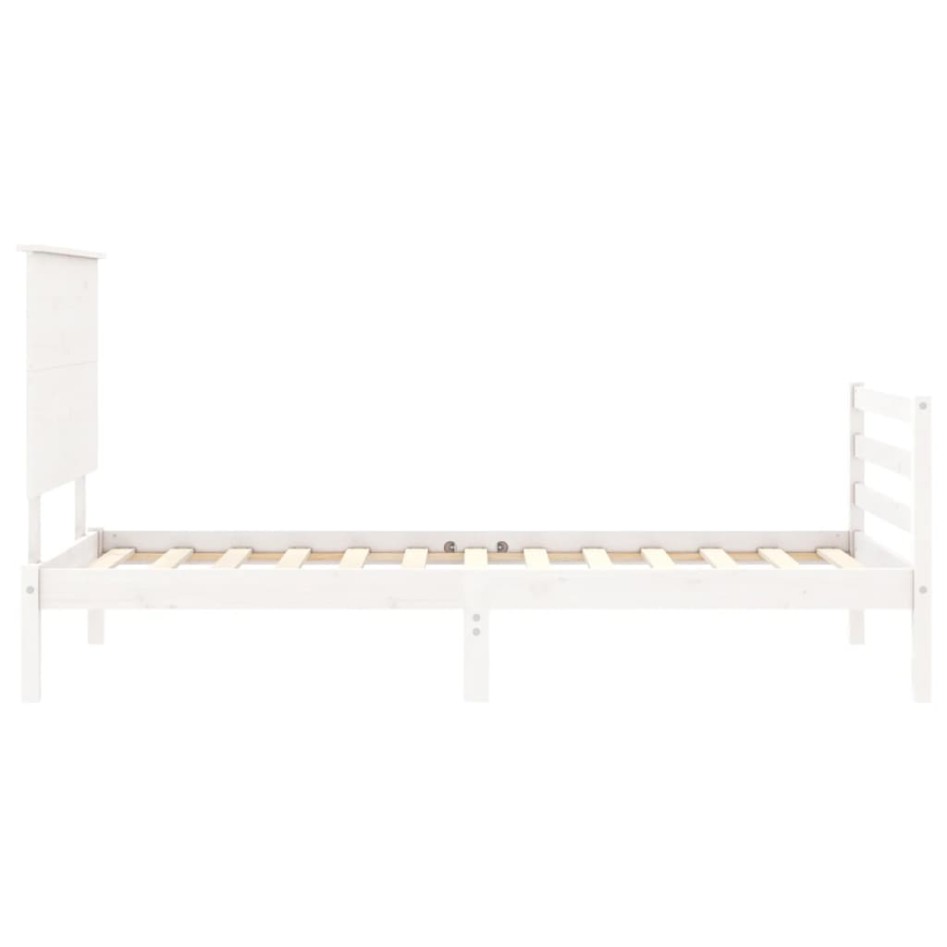 Estructura de cama con cabecero madera maciza blanco 90x200