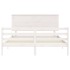 Estructura de cama con cabecero madera maciza blanco 160x200