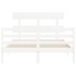 Estructura de cama con cabecero madera maciza blanco 140x200