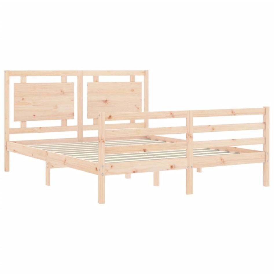Estructura de cama de matrimonio con cabecero madera