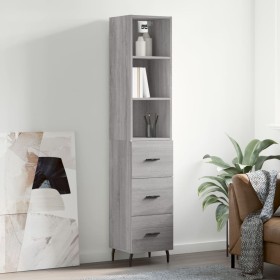 Aparador alto madera contrachapada gris Sonoma 34,5x34x180