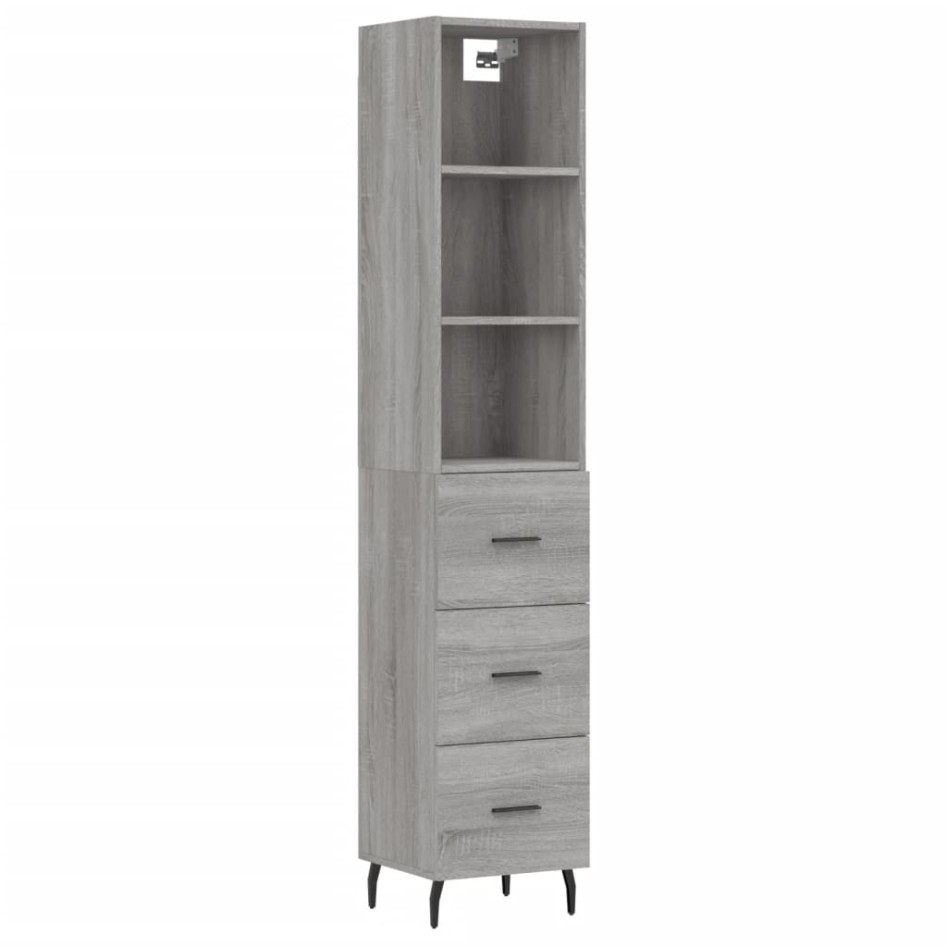 Aparador alto madera contrachapada gris Sonoma 34,5x34x180