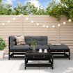 Juego de muebles de jardín 4 pzas madera maciza de pino negro