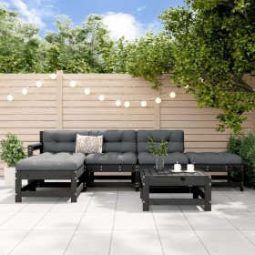 Juego muebles de jardín 6 piezas madera maciza pino