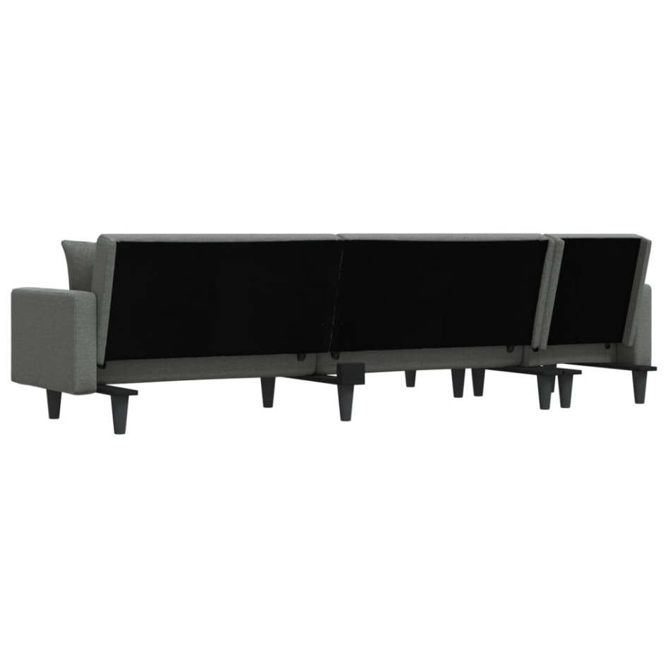 Sofá cama en forma de L tela gris oscuro 275x140x70
