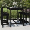 Set de mesa y taburetes altos jardín 5 piezas madera pino negro