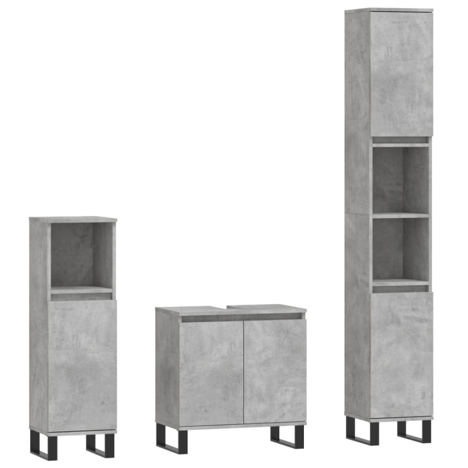 Set de muebles baño 3 pzas madera contrachapada gris