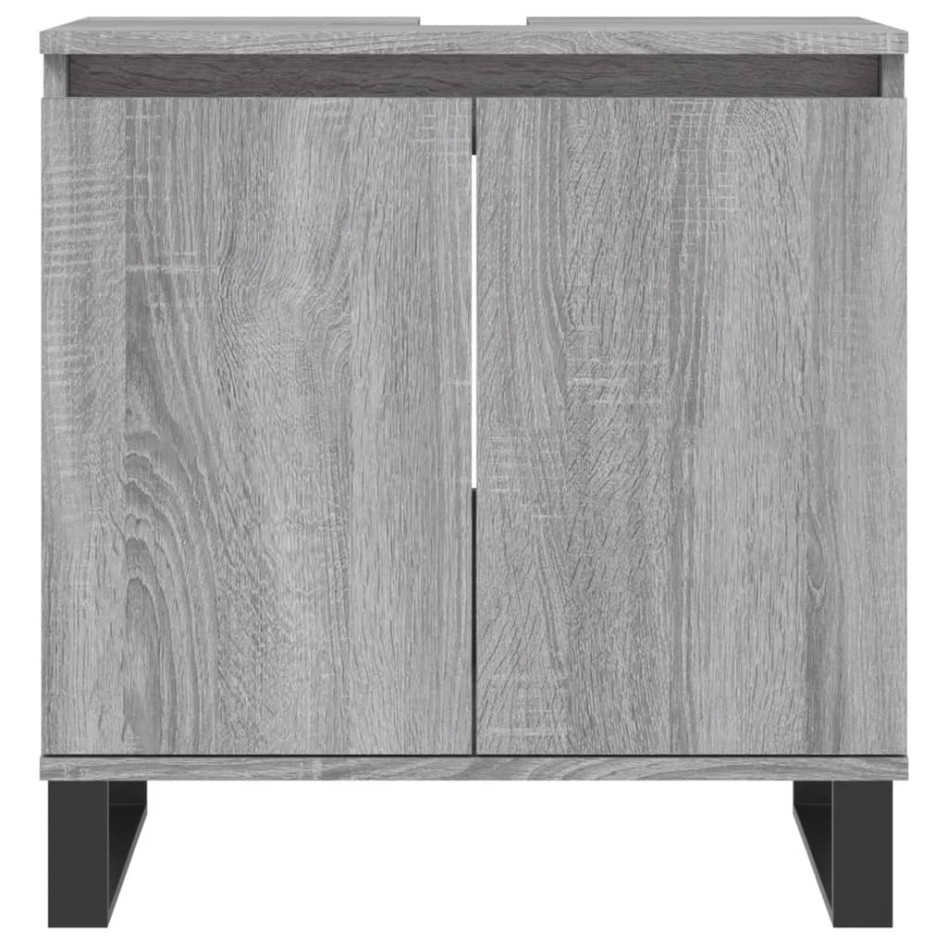 Set de muebles de baño 3 pzas madera contrachapada gris