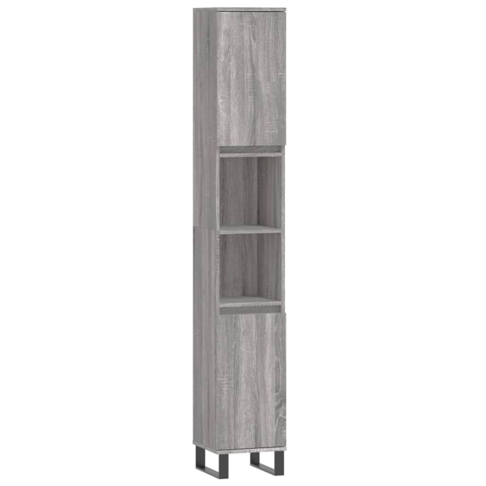 Set de muebles de baño 3 pzas madera contrachapada gris