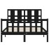 Estructura de cama con cabecero madera maciza negro 140x190