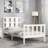 Estructura de cama con cabecero madera maciza blanco 90x200