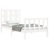Estructura de cama con cabecero madera maciza blanco 90x200