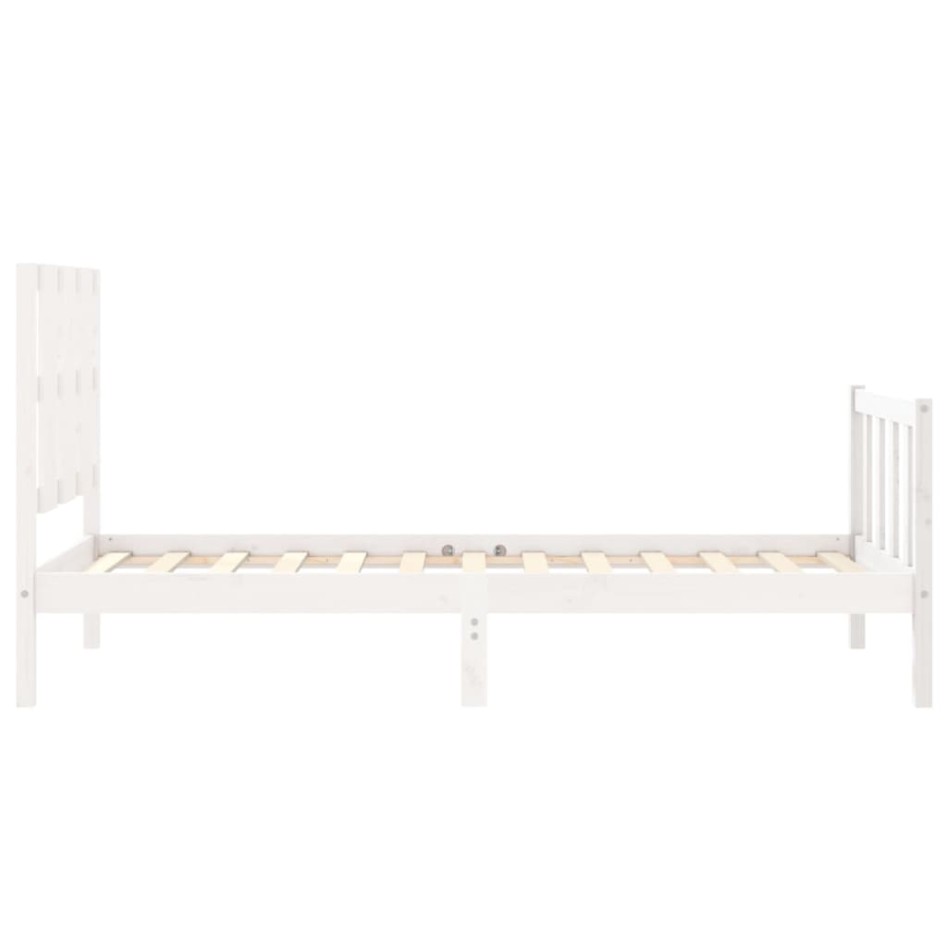 Estructura de cama con cabecero madera maciza blanco 90x200