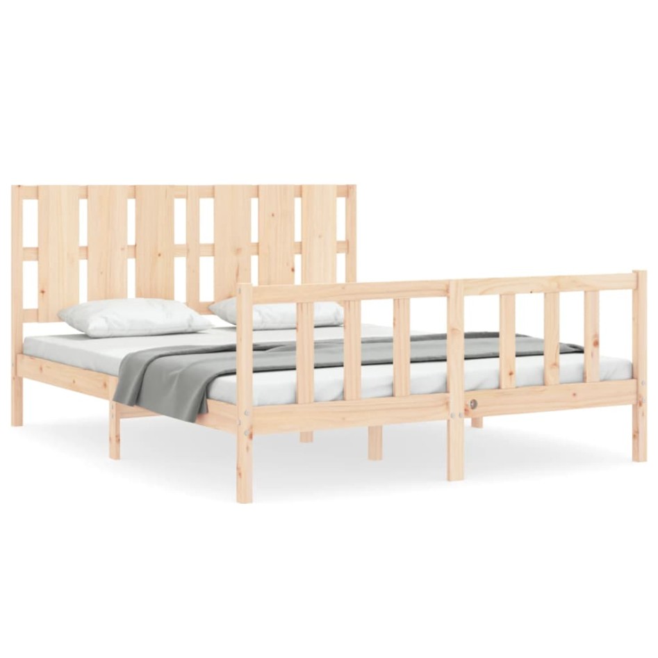 Estructura de cama con cabecero madera maciza 160x200