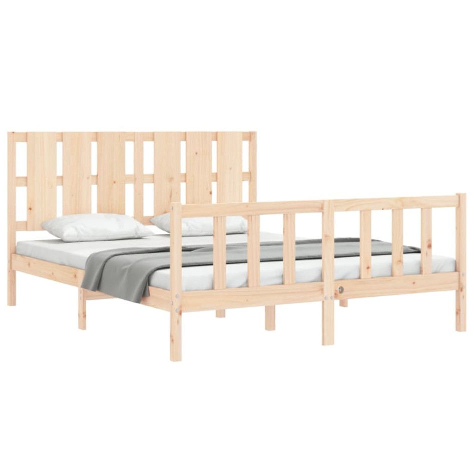 Estructura de cama con cabecero madera maciza 160x200