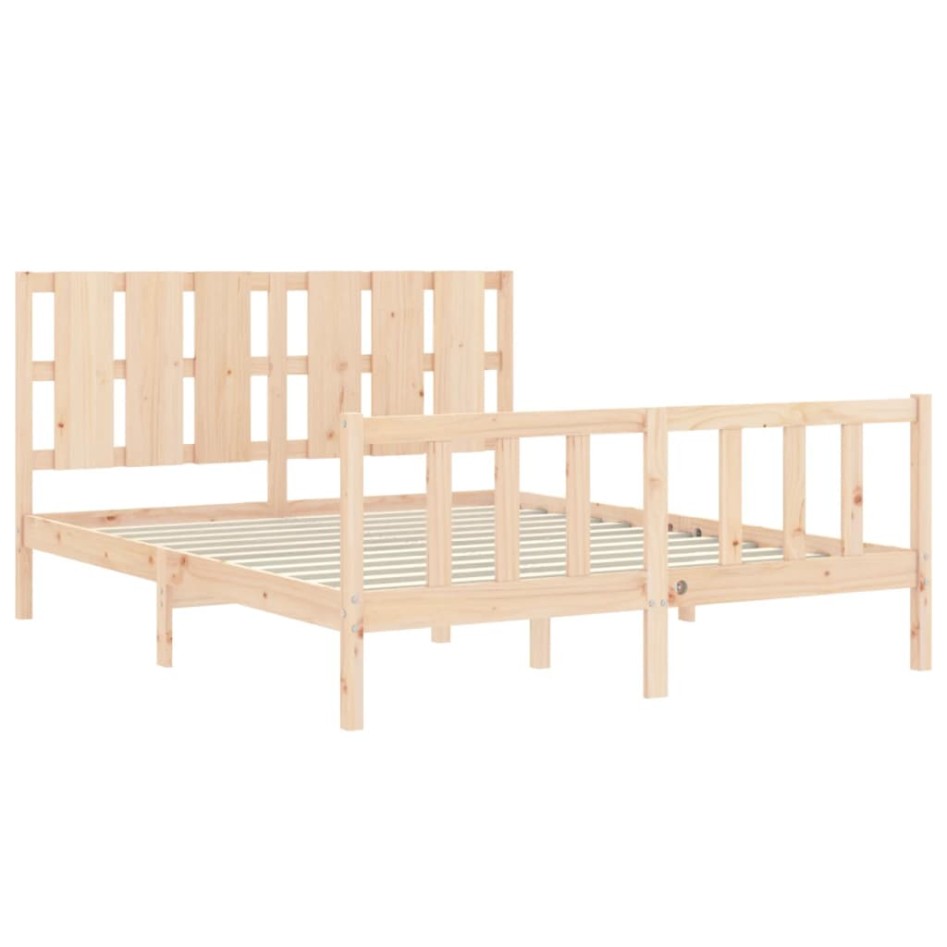 Estructura de cama con cabecero madera maciza 160x200