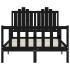 Estructura de cama con cabecero madera maciza negro 120x200