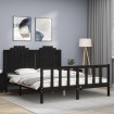 Estructura de cama con cabecero madera maciza negro 160x200 cm