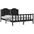 Estructura de cama con cabecero madera maciza negro 160x200