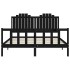Estructura de cama con cabecero madera maciza negro 160x200