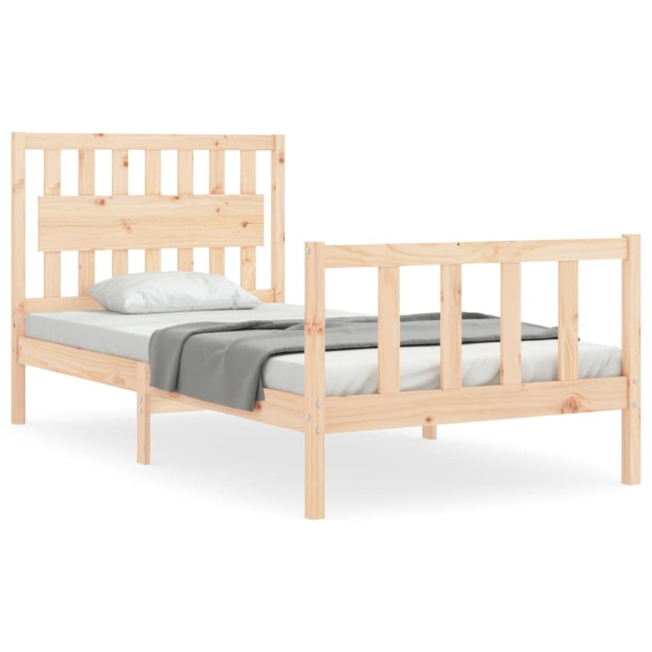 Estructura de cama con cabecero madera maciza 100x200