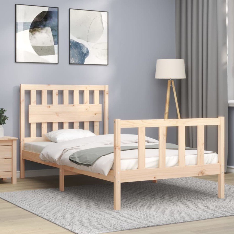 Estructura de cama con cabecero madera maciza 100x200