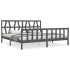 Estructura de cama con cabecero madera maciza gris 200x200