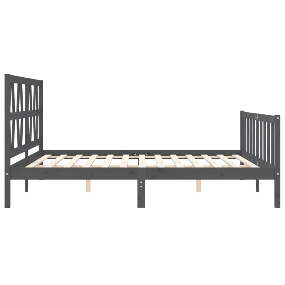 Estructura de cama con cabecero madera maciza gris 200x200
