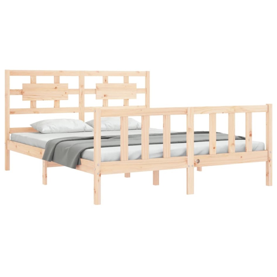 Estructura de cama con cabecero madera maciza 160x200