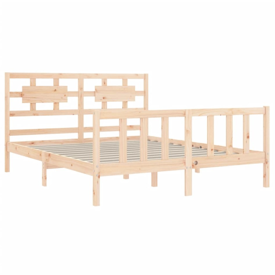 Estructura de cama con cabecero madera maciza 160x200