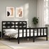 Estructura de cama con cabecero madera maciza negro 160x200