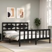 Estructura de cama con cabecero madera maciza negro 160x200 cm