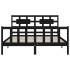 Estructura de cama con cabecero madera maciza negro 160x200