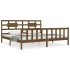 Estructura cama y cabecero madera maciza marrón miel 200x200