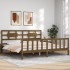 Estructura cama y cabecero madera maciza marrón miel 200x200