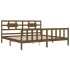Estructura cama y cabecero madera maciza marrón miel 200x200