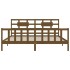 Estructura cama y cabecero madera maciza marrón miel 200x200