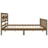 Estructura cama y cabecero madera maciza marrón miel 200x200