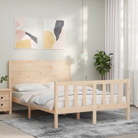 Estructura de cama con cabecero madera maciza 140x190
