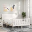 Estructura de cama con cabecero madera maciza blanco 140x200 cm