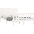 Estructura de cama con cabecero madera maciza blanco 140x200