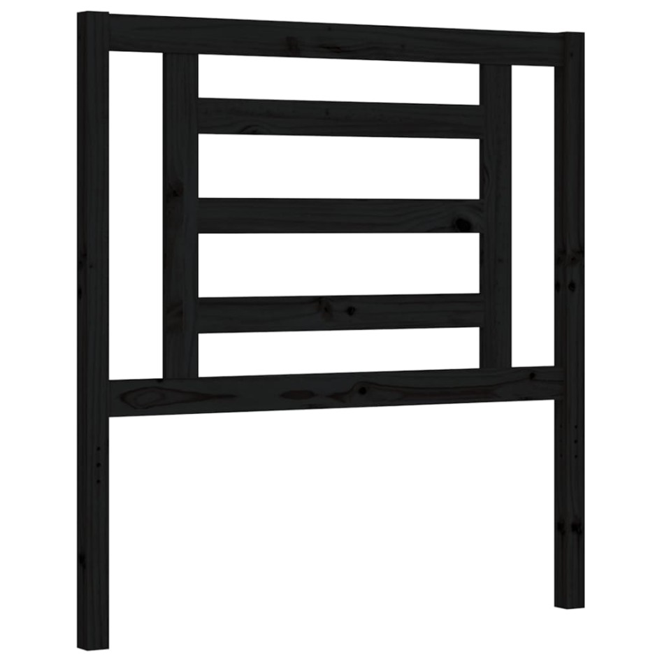 Estructura de cama con cabecero madera maciza negro 100x200