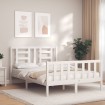 Estructura de cama con cabecero madera maciza blanco 120x200 cm
