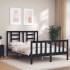 Estructura de cama con cabecero madera maciza negro 120x200