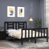 Estructura de cama con cabecero madera maciza negro 120x200