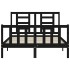 Estructura de cama con cabecero madera maciza negro 120x200