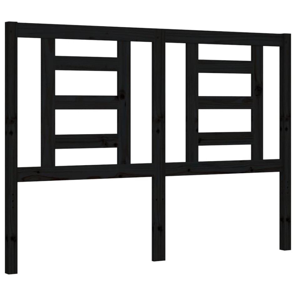 Estructura de cama con cabecero madera maciza negro 120x200