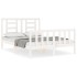 Estructura de cama con cabecero madera maciza blanco 140x200
