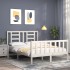 Estructura de cama con cabecero madera maciza blanco 140x200