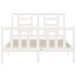 Estructura de cama con cabecero madera maciza blanco 140x200